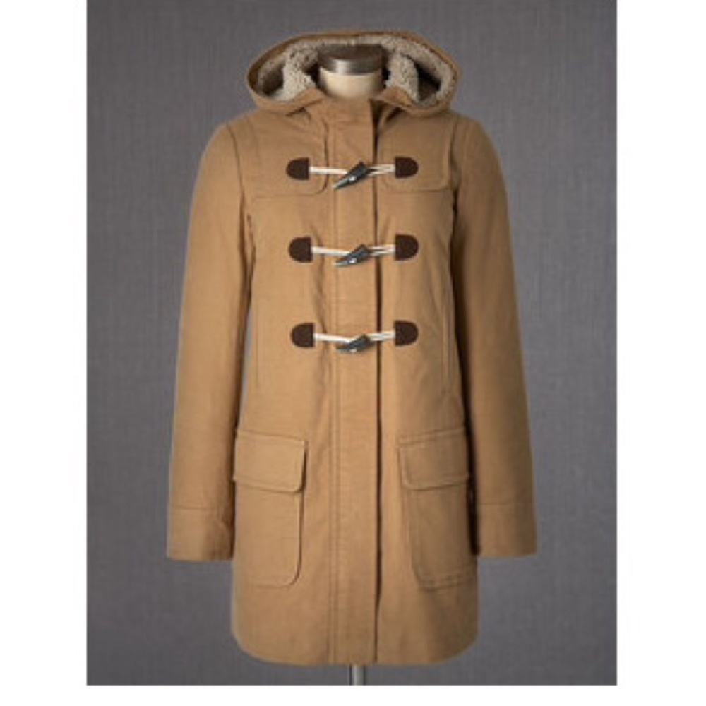 Boden Moleskin Duffle Coat with Sherpa Lining